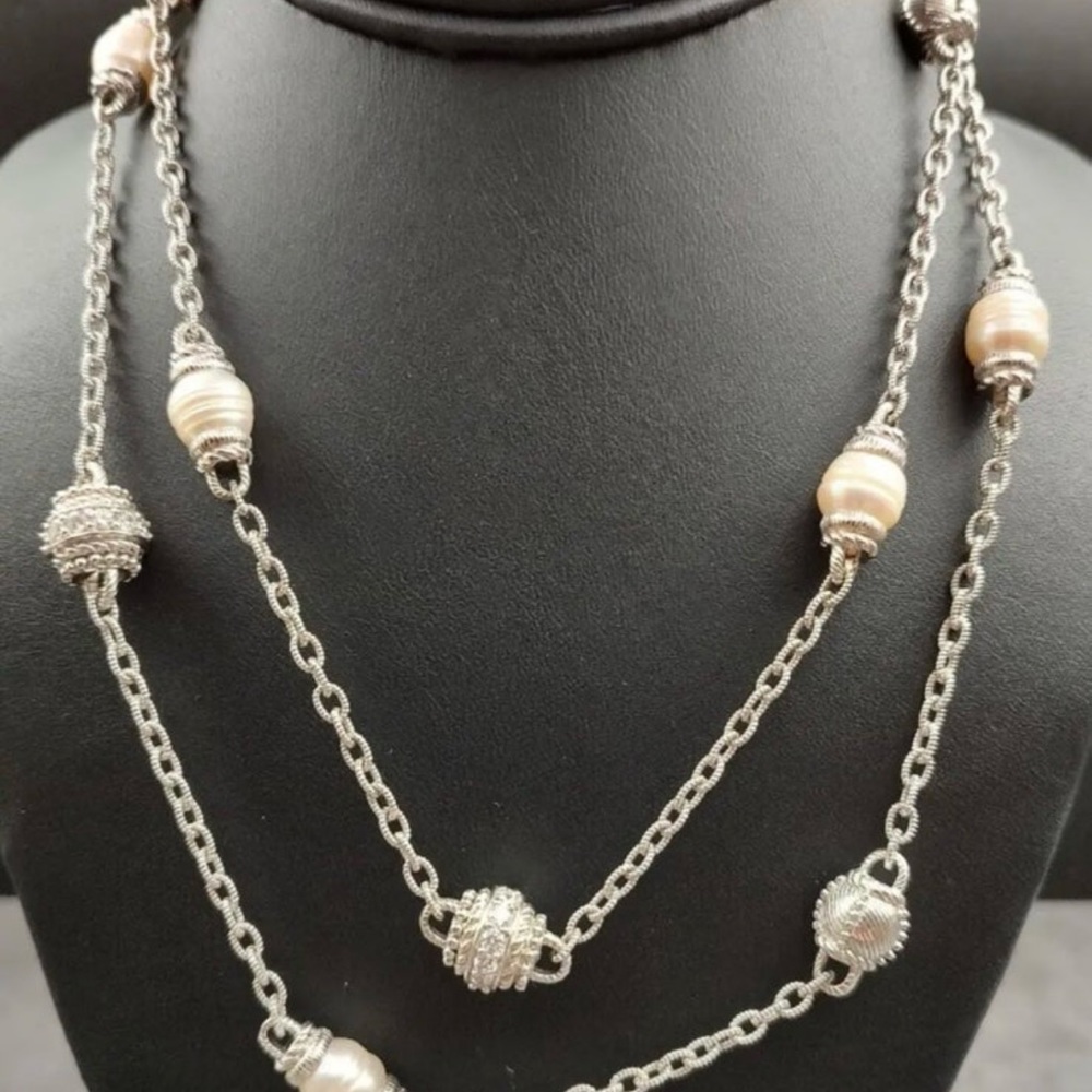 VINTAGE JUDITH RIPKA 925 OXIDIZED LINK NECKLACE